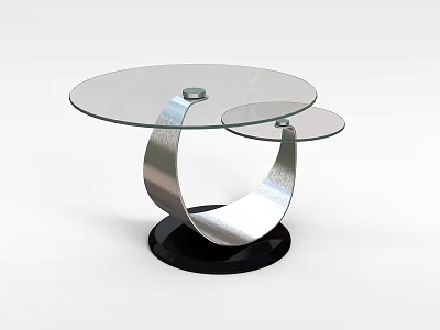 Modern Round Coffee Table With Two Tier Glass Tops Silver Metal Frame And Black Base 3d model