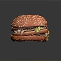Juicy Hamburger With Sesame Seed Bun Fresh Beef Patty Lettuce And Tomato