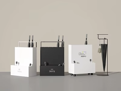 Efficient Public Facility Umbrella Storage Stands With Wheeled Design And Multi Color For Commercial Areas 3d model