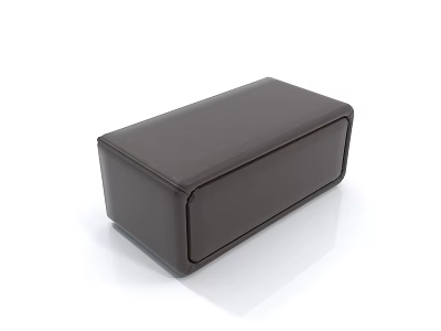 Black Leather Bedside Table With Simple Rectangular Design And Smooth Surface 3d model
