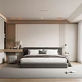 Modern Bedroom Interior Design With Light Gray Bed White Wardrobe And Large Window