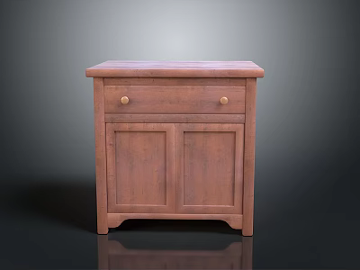 Wooden Bedside Table With Single Drawer And Double Cabinet Doors Design 3d model