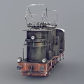 Vintage Electric Train Featuring Rusty Exterior And Pantographs 3d model