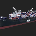 Large ZIM DJIBOUTI Container Ship Loaded with Colorful Containers and Deck Cranes