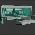 Industrial White Mechanical Component With Sliding Drawer Circular Parts And Orange Tool