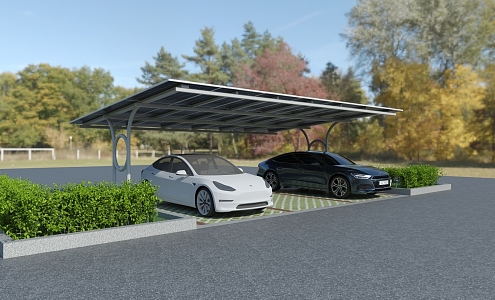 Photovoltaic carport parking lot new energy charging carport new energy charging new energy parking space new energy parking area scenic parking space parking space canopy vehicle 3d model