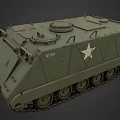 Green Armored Functional Military Vehicle With Tracks White Star And Top Hatches