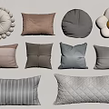 Assorted Decorative Textured Pillows with Round Square Floral Shapes and Neutral Tones