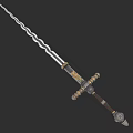 Medieval Style Sword With Twisted Blade Decorative Hilt And Leather Grip