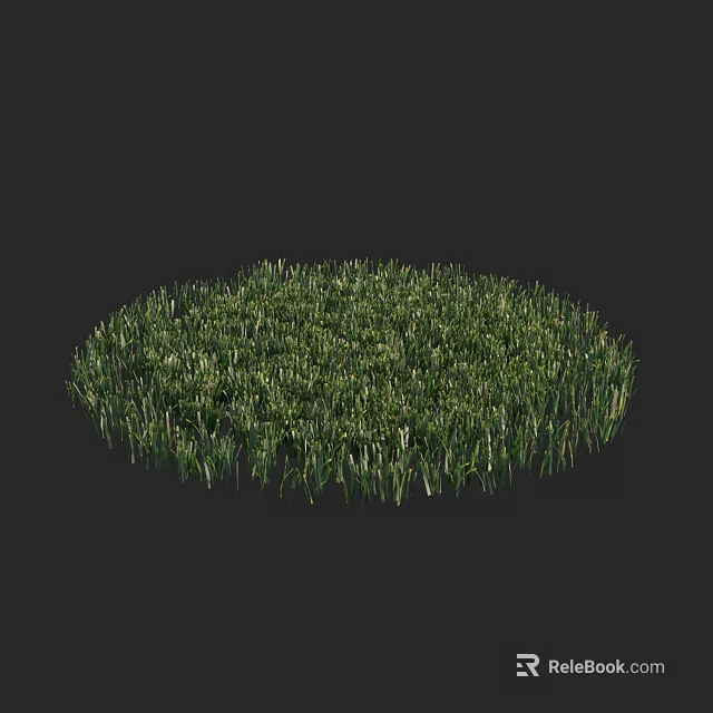 Lush Green Circular Grass Area With Natural Fresh Foliage And Dense Growth 3d model 