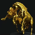 Golden Horse Sculpture With Interactive Pose On Black Base Artistic Design