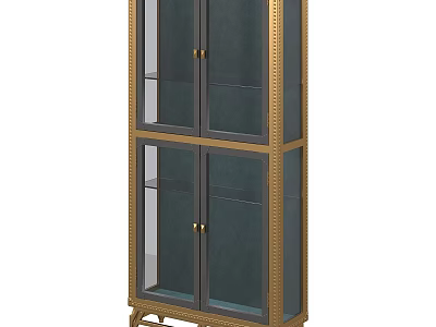 Elegant Modern Wine Cabinet With Glass Doors Metal Frame And Multiple Shelves Design 3d model