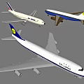 Three Commercial Airliners Displayed In Clear Background