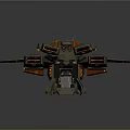 Futuristic Green Spaceship With Aerodynamic Wings And Orange Thrusters Model Design