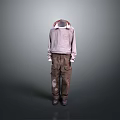 Stylish Hooded Plaid Shirt And Brown Patch Pants For Daily Casual Wear
