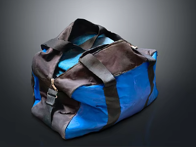 Durable Blue And Brown Travel Duffle Bag For Everyday Use 3d model