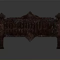Dark Wooden Furniture Carved Bench With Intricate Details Decorative Armrests And Cushion
