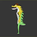 Shark Head Game Movie Character With Cowboy Hat Green Yellow Arms Legs White Body