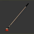 Household Cleaning Mop With Wooden Handle Black Grip And Red White Head