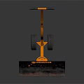 Orange Wheeled Snow Shovel With Black Handle Wheels And Metal Blade