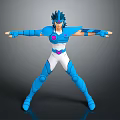 Blue and White Armored Warrior Character 3D Model in Dynamic Open Arms Pose 3d model