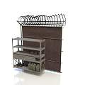 Rusty Industrial Landscape Featuring High Wall Barbed Wire Metal Shelf Bottles Boxes 3d model
