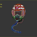 Red Helmet with White Floral Patterns REP Lettering Black Visor and Coiled Tube Design