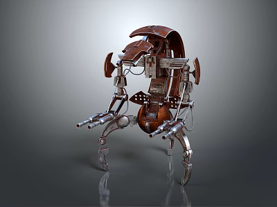 Detailed Mechanical Character With Multi Legged Biomechanical Creature Design And Metallic Brown Components 3d model