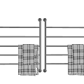 Double Black Wall Mounted Bathroom Towel Racks With Checkered Towels