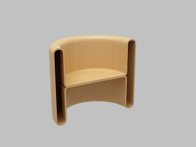 Modern Wooden Kids Chair With Curved Design Light Wood Color And Armrests 3d model