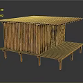 Simple Wooden Building With Red Corrugated Roof Wooden Walls And Raised Platform