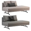 Modern Gray Fabric Chaise Lounge With Black Decorative Pillow And Metal Legs Design
