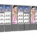 Cosmetic Display Shelves With Multi Tiered Racks Drawers And Advertising Panels