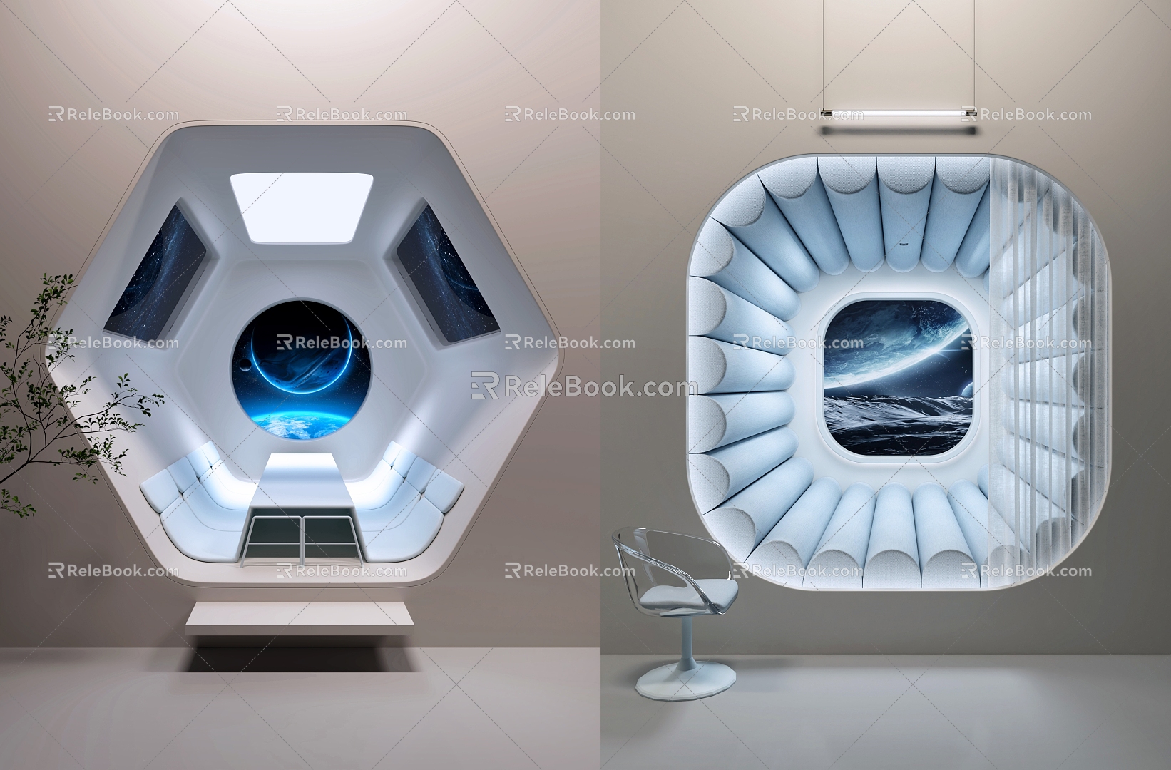 Capsule Space Capsule Science and Technology Negotiation Room 3d model