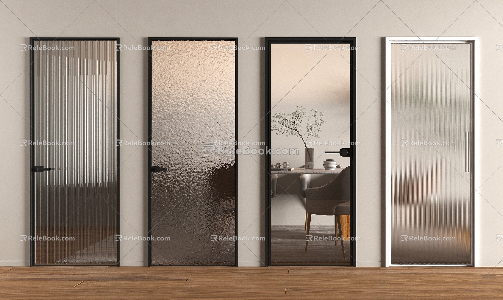 Modern swing door glass door glass sliding door glass single door kitchen door kitchen bathroom door Changhong glass door 3d model