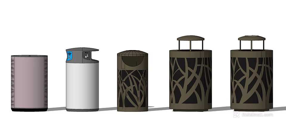 Public Facilities Modern Trash Cans With Tree Pattern And Pedal Lid Design 3d model