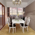 Modern Living and Dining Room Interior Design With White Sofa Decorative Chandelier And Gray Rug