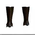 Black Leather Boot Shaped Combat Weapon With Metallic Accents And Sharp Edges Design