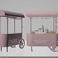 Stylish Pink Homemade Ice Cream Carts with Decorative Flags and Supplies