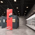 Modern Art Design Exhibition Space With Display Panels And Framed Artworks