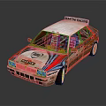 Martini Racing Themed Race Car With Blue Red Stripes And Sponsor Logos