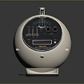 White Spherical Portable Speaker With Display Screen And Control Buttons