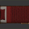 Kids Wooden Bunk Bed With Red Blue Mattress And Soft Pillow Design