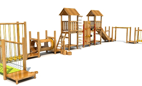 Modern Amusement Equipment Wooden Slide Climbing Amusement Facilities 3d model