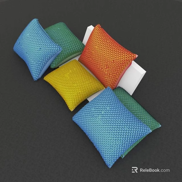 Colorful Woven Throw Pillows With Knitted Texture For Home Decor 3d model 