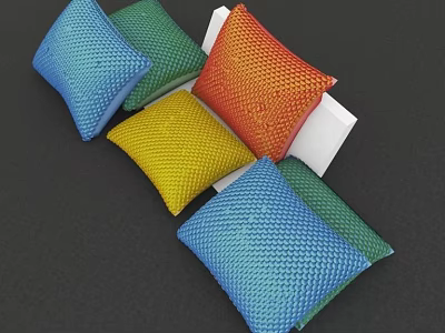 Colorful Woven Throw Pillows With Knitted Texture For Home Decor 3d model