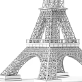 Eiffel Tower Shaped Black Gold Table Lamp for Modern Home Decor 3d model
