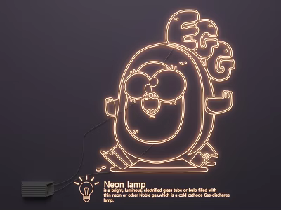 Neon luminous words advertising words 3d model