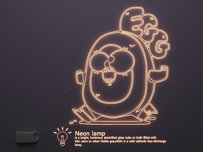 Neon luminous words advertising words 3d model