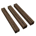 Three Solid Wooden Pillars With Natural Wood Grain And Cracks For Decorative Use